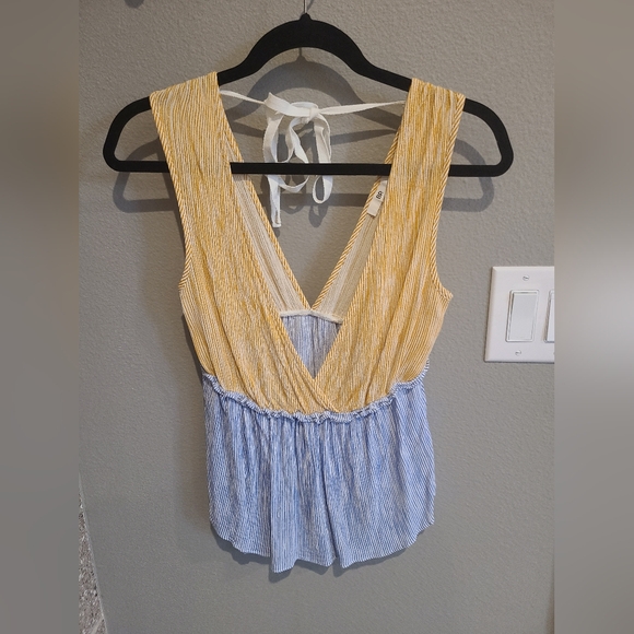 B.P. Orange and Blue Striped Top, S - Picture 1 of 4